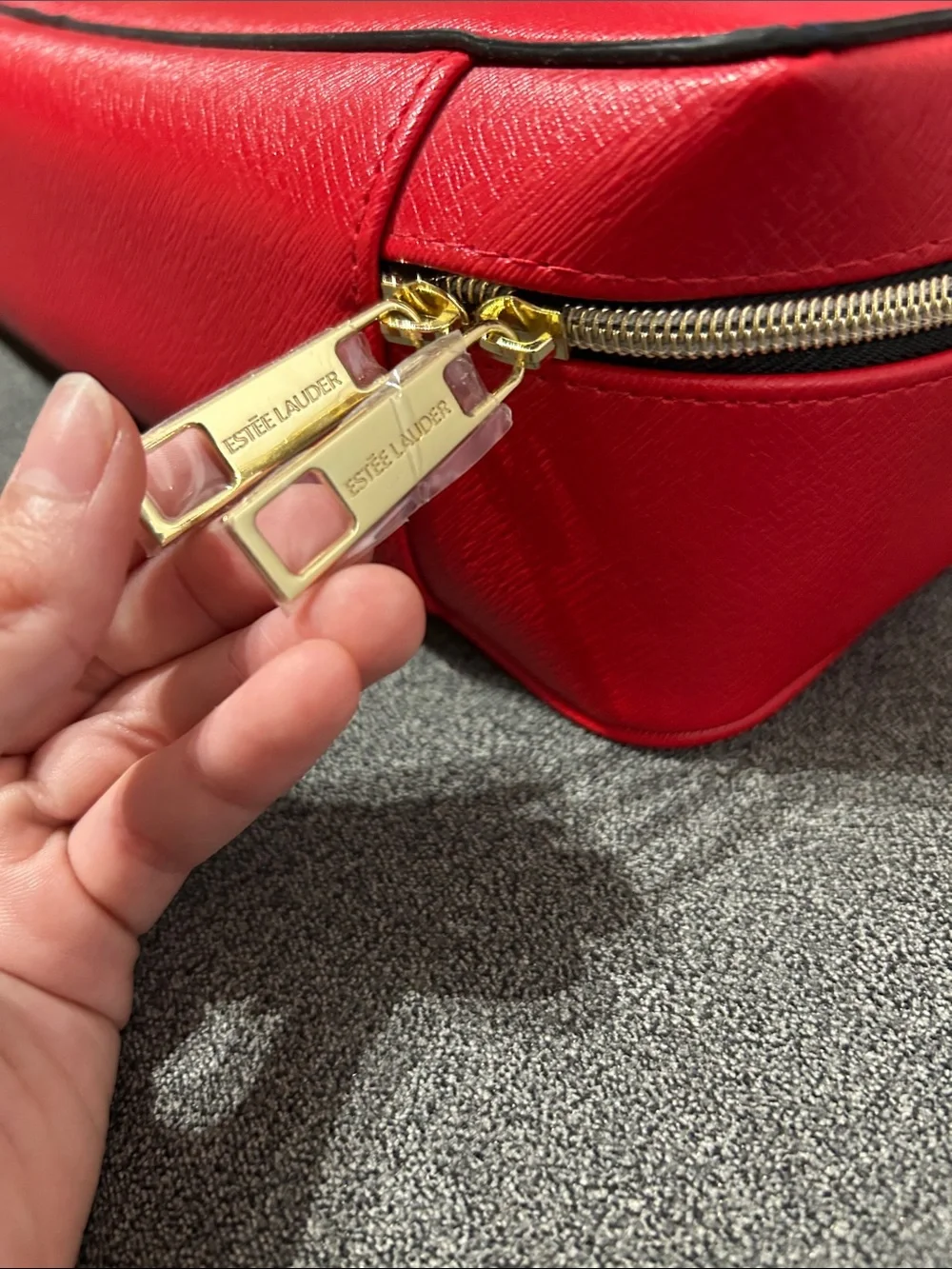 NWT-Estee Lauder Red Embossed Card-Poker Card Inspired Motif Tote/Cosmetics Bag